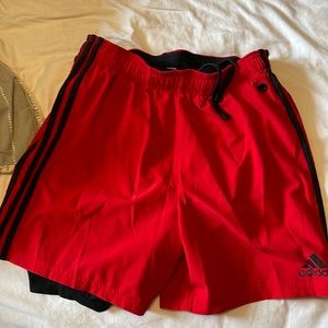 Adidas red athletic shorts
